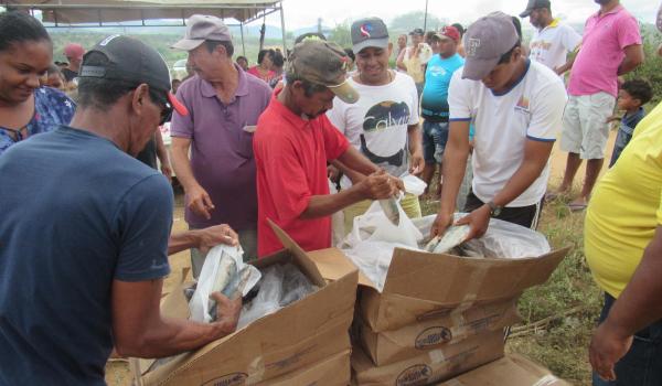 Prefeitura distribui peixes à comunidade Vila da Reconstrução